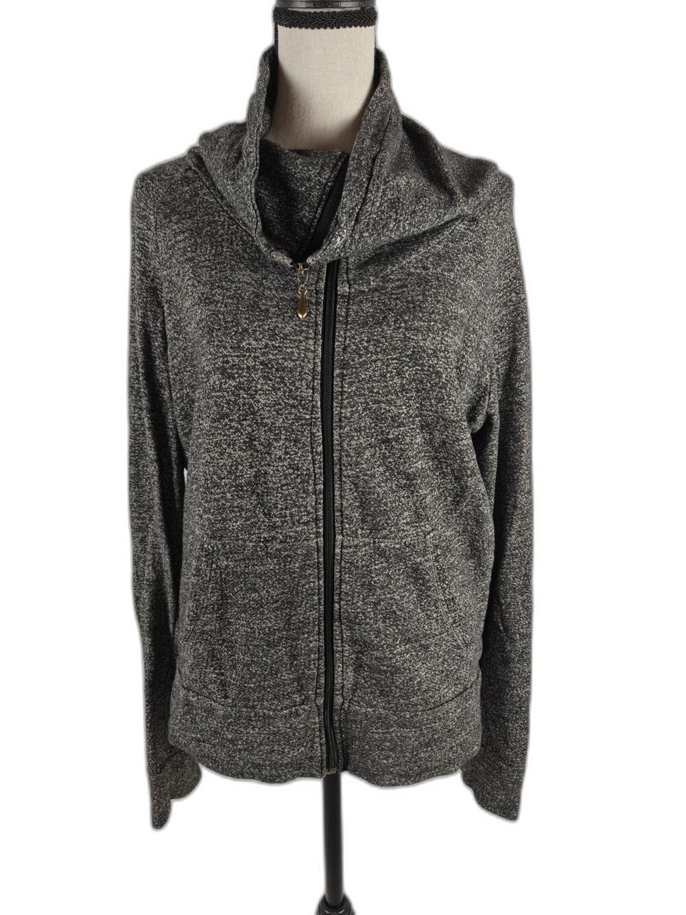 Women's Pure Karma Full Zip Cowl Neck Jacket Gray Medium